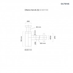Oltens Hervik (S) syfon umywalkowy mosiężny kwadratowy chrom 02601100