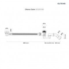 Oltens Oster syfon wannowy automatyczny z pokrętłem chrom 03001100