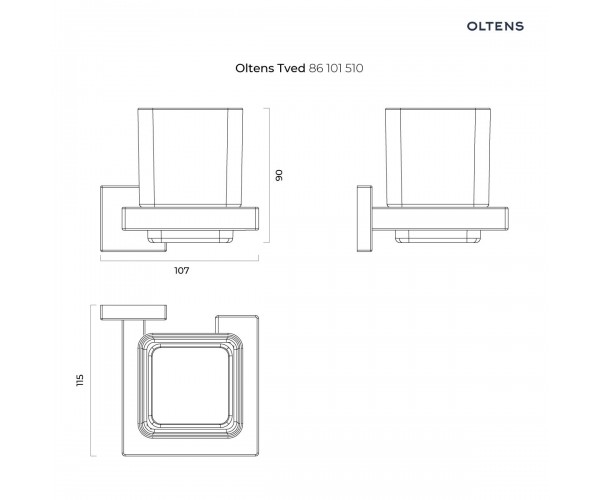 Oltens Tved kubek do mycia zębów z uchwytem ściennym szkło szronione/chrom 86101510