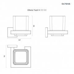 Oltens Tved kubek do mycia zębów z uchwytem ściennym szkło szronione/chrom 86101510