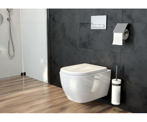 Oltens Vernal szczotka toaletowa wisząca  biała ceramika/chrom 82102000