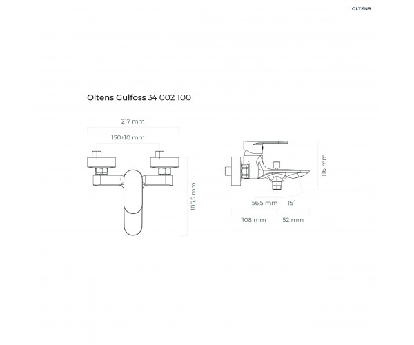 Oltens Gulfoss bateria wannowo-prysznicowa ścienna chrom 34002100