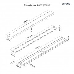 Oltens Langan 80 uniwersalny 2w1 odpływ prysznicowy liniowy 80 cm z kołnierzem 30003000