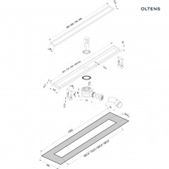 Oltens Langan 80 uniwersalny 2w1 odpływ prysznicowy liniowy 80 cm z kołnierzem 30003000