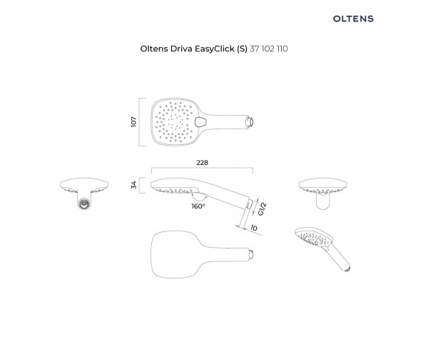 Oltens Driva EasyClick (S) słuchawka prysznicowa chrom/biały 37102110
