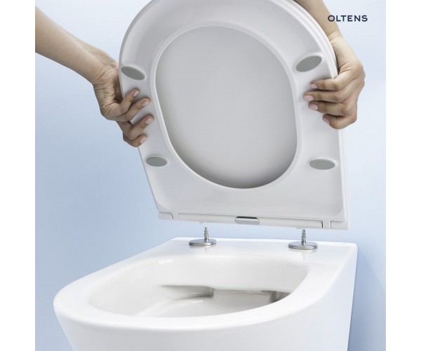 Zestaw Oltens Vernal miska WC wisząca PureRim z powłoką SmartClean z deską wolnoopadającą 42506000
