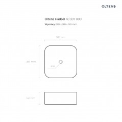 Oltens Hadsel umywalka 38,5 cm nablatowa kwadratowa biała 40307000