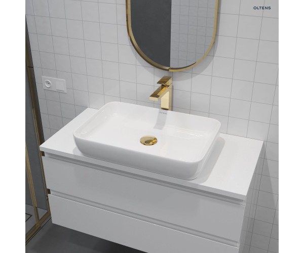 Oltens Solberg umywalka 62x41,5 cm nablatowa prostokątna biała 40318000