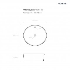 Oltens Lysake umywalka 48,5 cm nablatowa okrągła z powłoką SmartClean biała 41807000