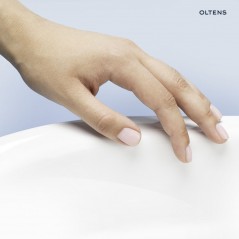 Oltens Hyls umywalka 47 cm nablatowa kwadratowa z powłoką SmartClean biała 41809000