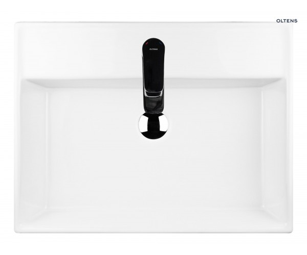 Oltens Hyls umywalka 58,5x44 cm nablatowa prostokątna z powłoką SmartClean biała 41810000