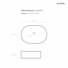 Oltens Hamnes umywalka 47,5x34 cm nablatowa owalna z powłoką SmartClean biała 40809000