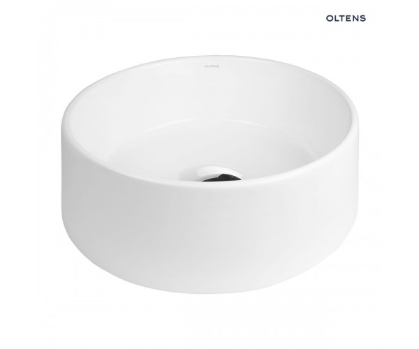 Oltens Lagde umywalka 40 cm nablatowa okrągła z powłoką SmartClean biała 40816000