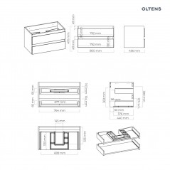 Oltens Vernal szafka 80 cm podumywalkowa wisząca biały połysk 60003000