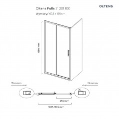 Oltens Fulla drzwi prysznicowe 110 cm wnękowe chrom błyszczący/szkło przezroczyste 21201100