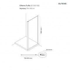 Oltens Fulla ścianka prysznicowa 80 cm boczna do drzwi chrom błyszczący/szkło przezroczyste 22100100