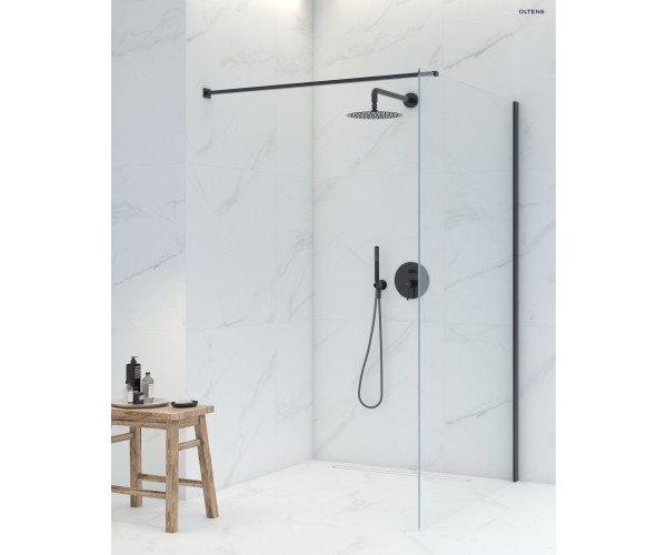 Oltens Bo Walk-in ścianka prysznicowa 80 cm czarny mat/szkło przezroczyste 22000300