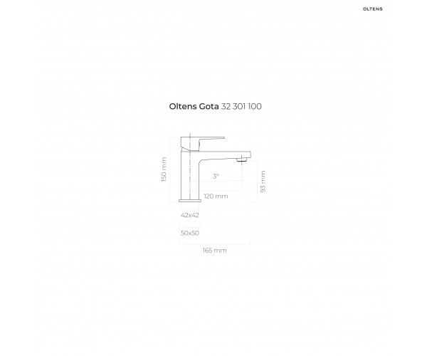 Oltens Gota bateria umywalkowa stojąca czarny mat 32201300