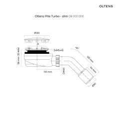 Oltens Pite Turbo syfon do brodzika 90 mm plastikowy czarny mat 08001300