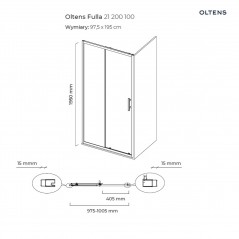 Oltens Fulla kabina prysznicowa 100x80 cm prostokątna drzwi ze ścianką chrom/szkło przezroczyste 20202100