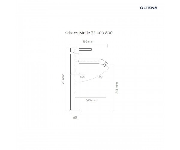 Oltens Molle bateria umywalkowa stojąca wysoka złoty połysk 32400800