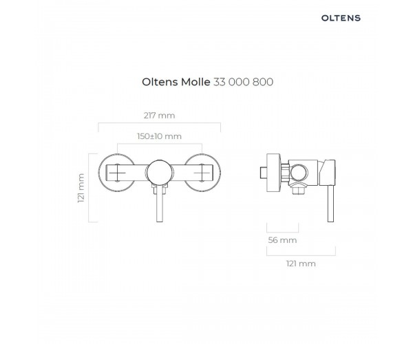 Oltens Molle bateria prysznicowa ścienna złoty połysk 33000800