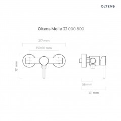 Oltens Molle bateria prysznicowa ścienna złoty połysk 33000800