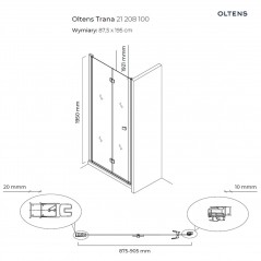 Oltens Trana kabina prysznicowa 90x90 cm kwadratowa drzwi ze ścianką chrom/ szkło przezroczyste 20004100