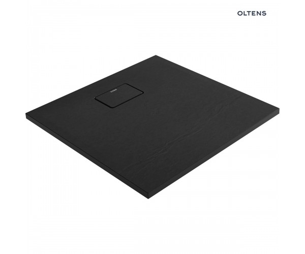 Oltens Bergytan brodzik 80x80 cm kwadratowy RockSurface czarny mat 17100300