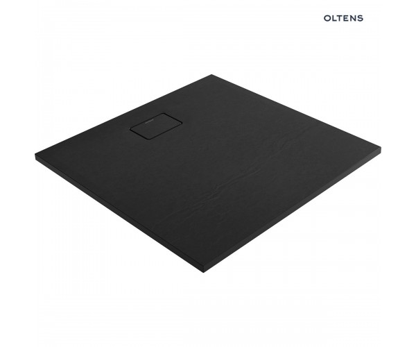 Oltens Bergytan brodzik 100x100 cm kwadratowy RockSurface czarny mat 17102300