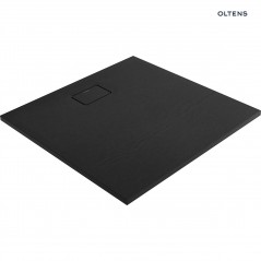 Oltens Bergytan brodzik 100x100 cm kwadratowy RockSurface czarny mat 17102300