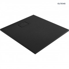 Oltens Bergytan brodzik 100x90 cm prostokątny RockSurface czarny mat 15101300