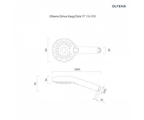 Oltens Driva EasyClick Gide zestaw prysznicowy czarny mat 36007300