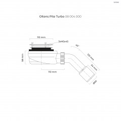 Oltens Pite Turbo syfon do brodzika 90 mm bez pokrywy z metalową flanszą 08004000