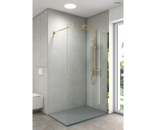 Oltens Atran (S) zestaw prysznicowy termostatyczny z deszczownicą kwadratową złoty połysk 36501800