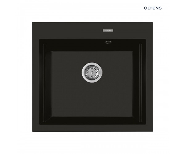 Oltens Gravan zlewozmywak granitowy 1-komorowy 57x51,5 cm czarny mat 72000300