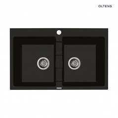 Oltens Gravan zlewozmywak granitowy 2-komorowy 78x50 cm czarny mat 72400300