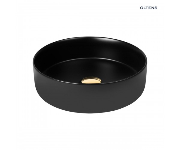 Oltens Lagde umywalka 35,5 cm nablatowa okrągła czarny mat 40304300