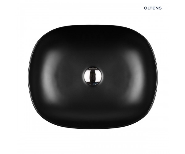 Oltens Hamnes umywalka 49x39,5 cm nablatowa owalna z powłoką SmartClean czarny mat 40800300