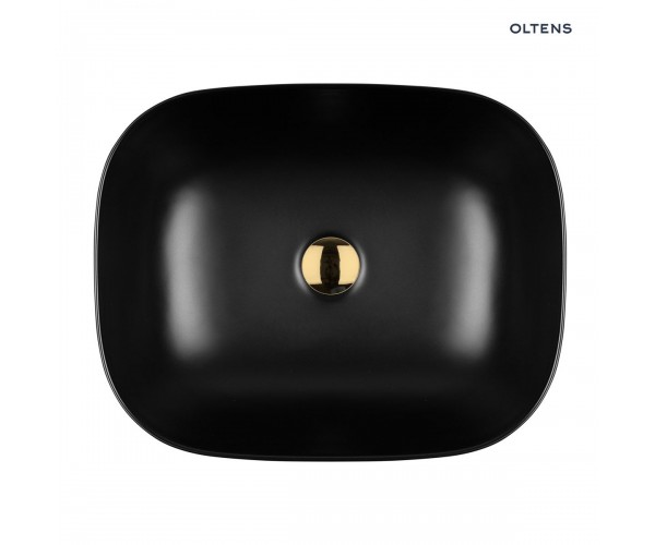 Oltens Hamnes umywalka 46,5x37,5 cm nablatowa owalna z powłoką SmartClean czarny mat 40801300