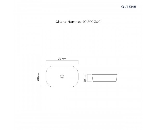 Oltens Hamnes umywalka 61x40 cm nablatowa owalna z powłoką SmartClean czarny mat 40802300
