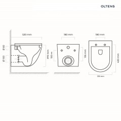 Oltens Hamnes miska WC wisząca PureRim czarny mat 42013300