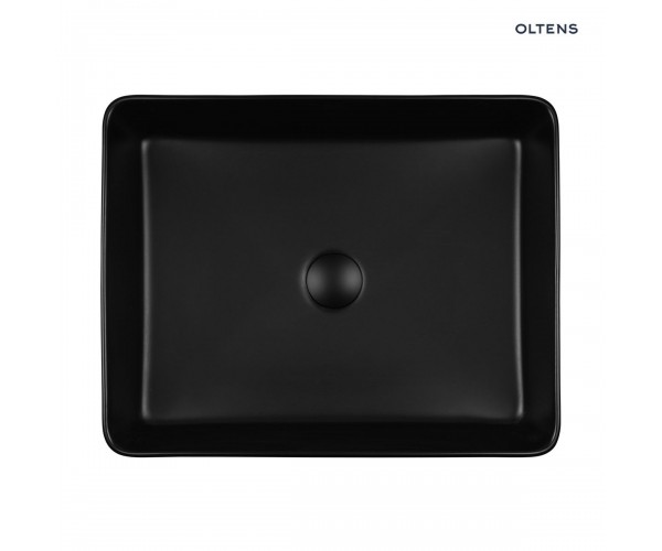 Oltens Forde umywalka 51x40,5 cm nablatowa prostokątna z powłoką SmartClean czarny mat 40803300