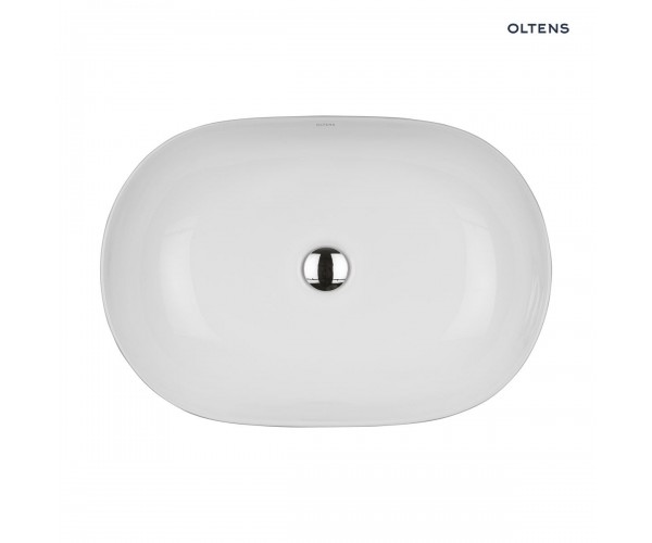 Oltens Hamnes Thin umywalka 60,5x41,5 cm nablatowa owalna z powłoką SmartClean biała 40820000
