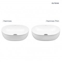 Oltens Hamnes Thin umywalka 80x40 cm nablatowa owalna z powłoką SmartClean biała 40821000