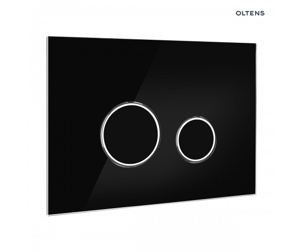 Oltens Lule przycisk spłukujący do WC szklany czarny/chrom/czarny 57201300