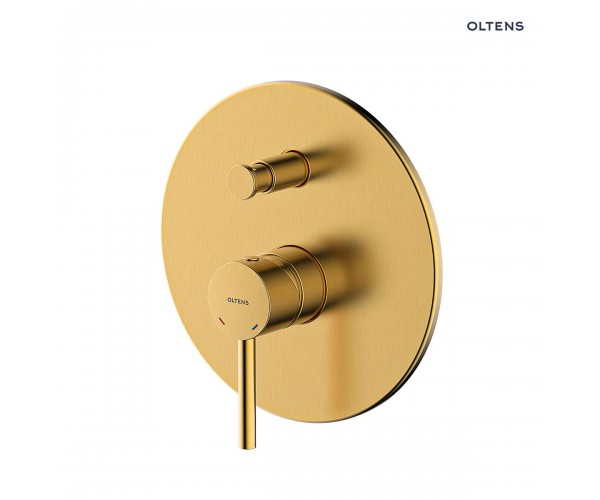 Oltens Molle bateria wannowo-prysznicowa podtynkowa kompletna złoto szczotkowane 34100810