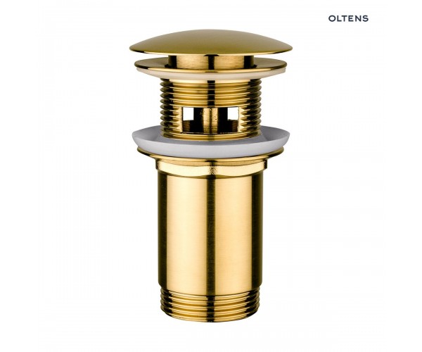 Oltens Halsa korek umywalkowy klik klak z przelewem G1 1/4 złoto szczotkowane 05100810