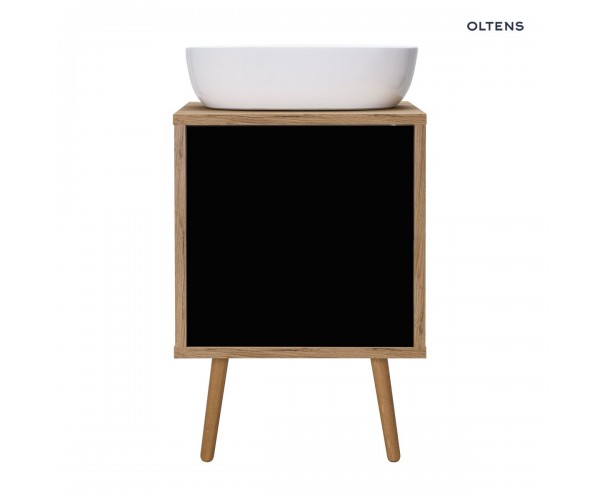 Oltens Hedvig szafka 50 cm podumywalkowa wisząca z półką czarny mat/dąb naturalny 60203360
