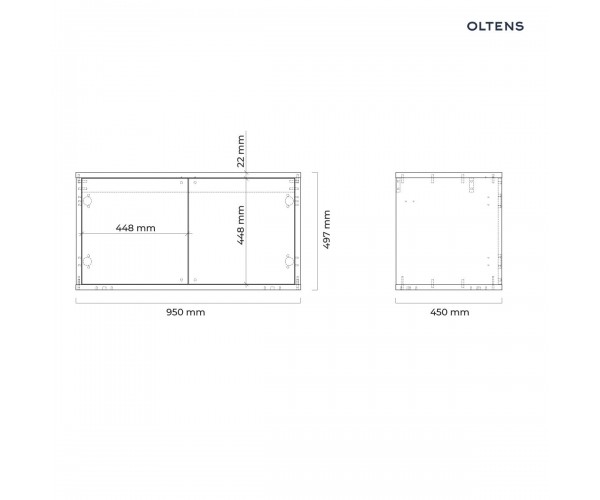 Oltens Hedvig szafka 95 cm podumywalkowa wisząca z półką czarny mat/dąb naturalny 60204360